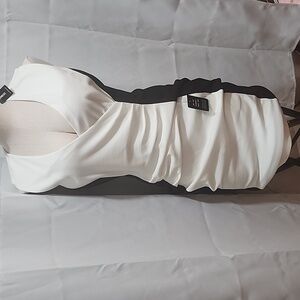 Express White Ruched Sheath Midi Dress